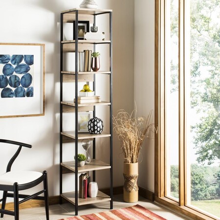 Safavieh Lisa Retro Mid Century 7 Tier Etagere, Oak & Black FOX4275A